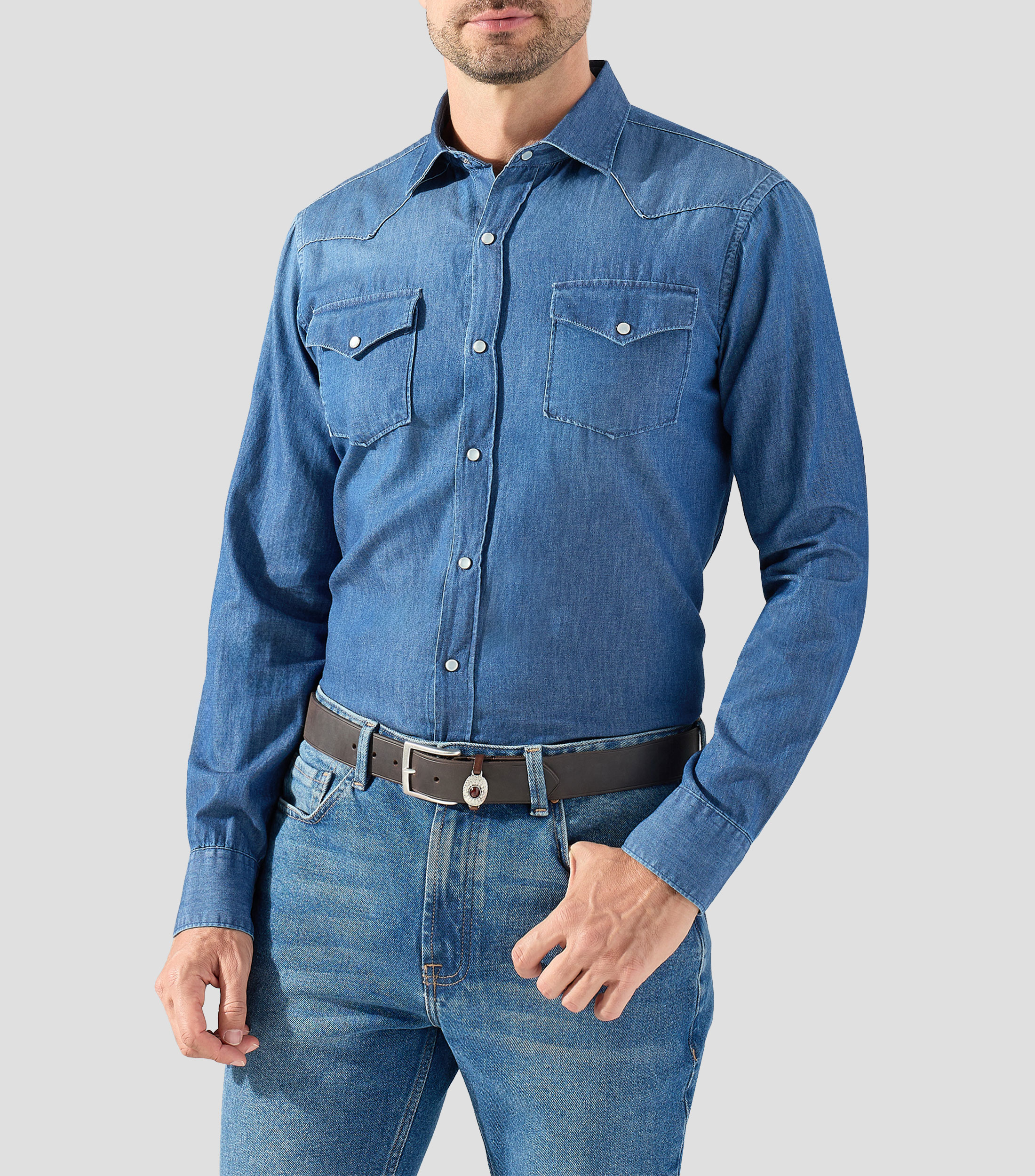 Camisa lisa manga larga Hombre